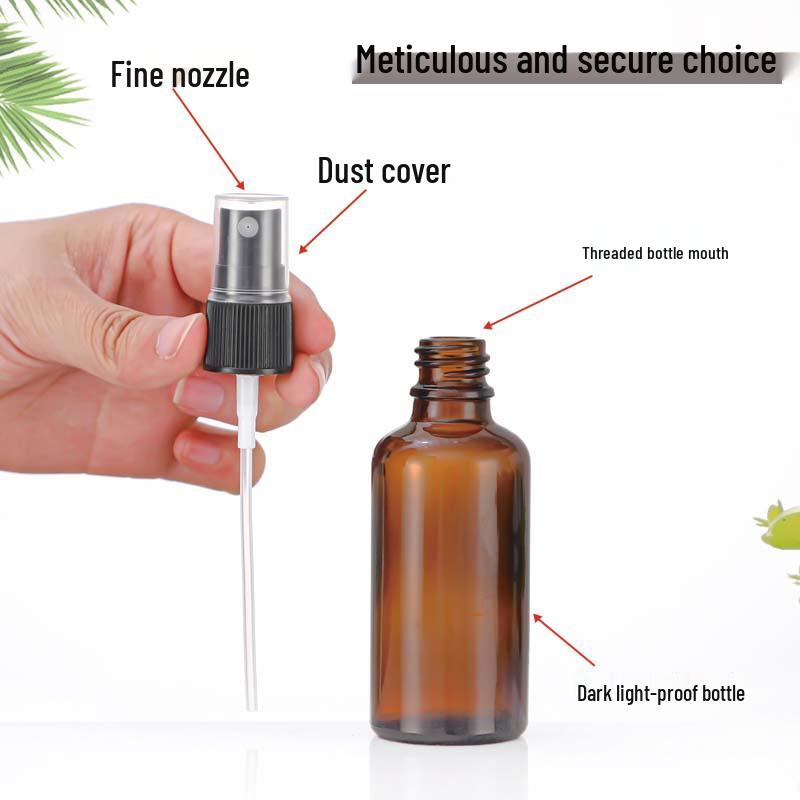 Brown Glass Spray Bottle, 5-100ml, Essential Oil & Hydrating Refill, Portable Press-type Sample Bottle