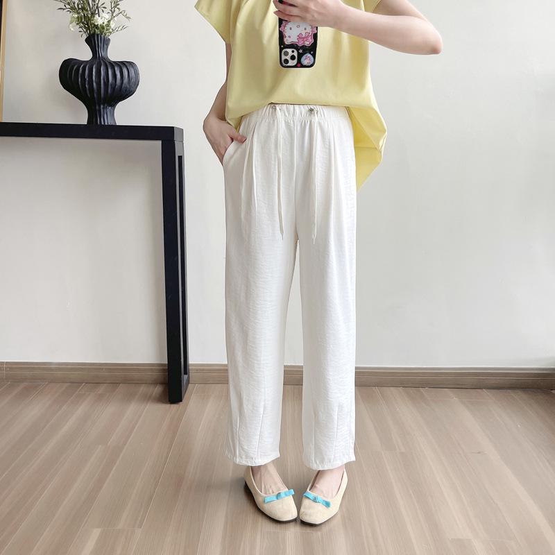 2026 Summer Maternity Fashion: Pleated Flutter Sleeve Top & Nine-Point Pants Set. M