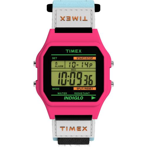 Timex Uni Classic Digital 36mm Watch, Blue/Pink/Digital, 142-205mm (5.6-8.1in), Strap