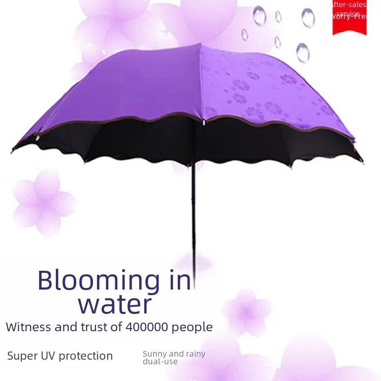Women's Umbrella Sunshade Rain Sun Dual Purpose Thickened Black Glue Sunshade Umbrella Foldable Fold Uv Protection