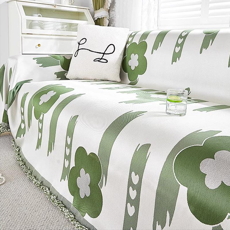 

Летнее ледяное шелковое полотенце для дивана «Сотня цветов» Универсальный чехол для дивана Пылезащитный чехол Цельный тканевый чехол для дивана Прохладный и дышащий 180*130cm