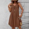 Spring Sleeveless Round Neck Casual Dress Women Summer Solid Fashion Cotton and Linen Loose Women's Dresses Elegant A Line Slim Vintage Dress 26471