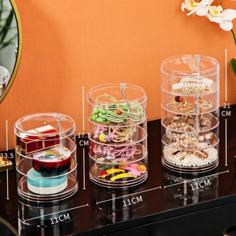 Women Jewelry Hair Accessories Storage Box Hair Tie Container Small Jewelry Box Multi-Layer Storage Box Hair Container Rotatable Storage Box Drawer