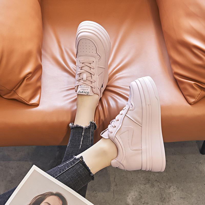 Fashion 8CM Cow Genuine Leather Females Comfy Casual Ladies Vulcanize Women Platform Spring Autumn High Brand Sneakers Breathable