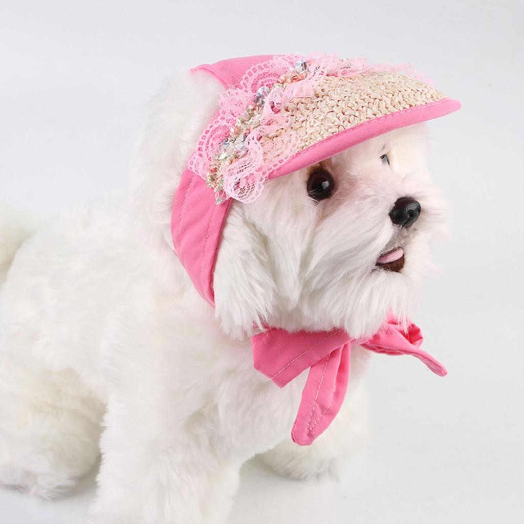 Bowknot Strap Dog Baseball Cap Adjustable Sun Hat for Small Breeds Outdoor Activity with Ear Openings Pet Supply