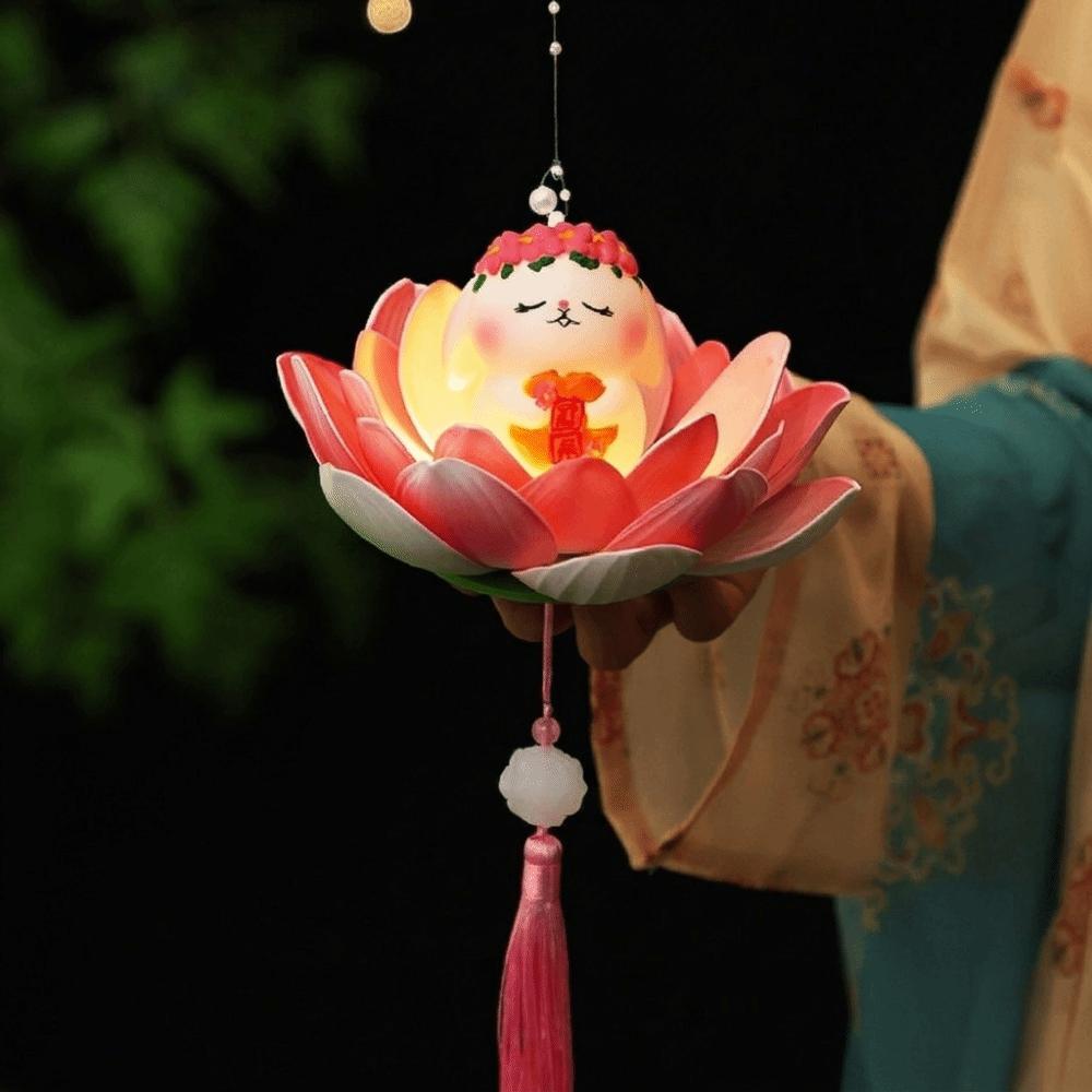 Chinese Style Mid-Autumn Festival Lotus Lantern Handmade Rabbit Lanterns Photography Prop Style 6