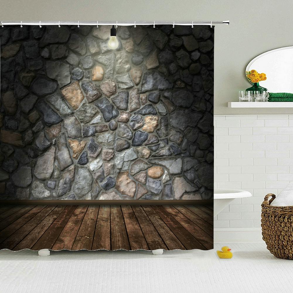Old Brick Wall Shower Curtains Bathroom Curtain for Home Decoration Waterproof Polyester Fabric Bath Screen Curtain With 12 Hook