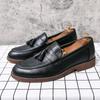 Leather Casual Shoes Men Loafers Luxury Band Slip on Male Dress Shoes Leisure Style Big Size 38-47 Good Wear-resistant Sole 2025