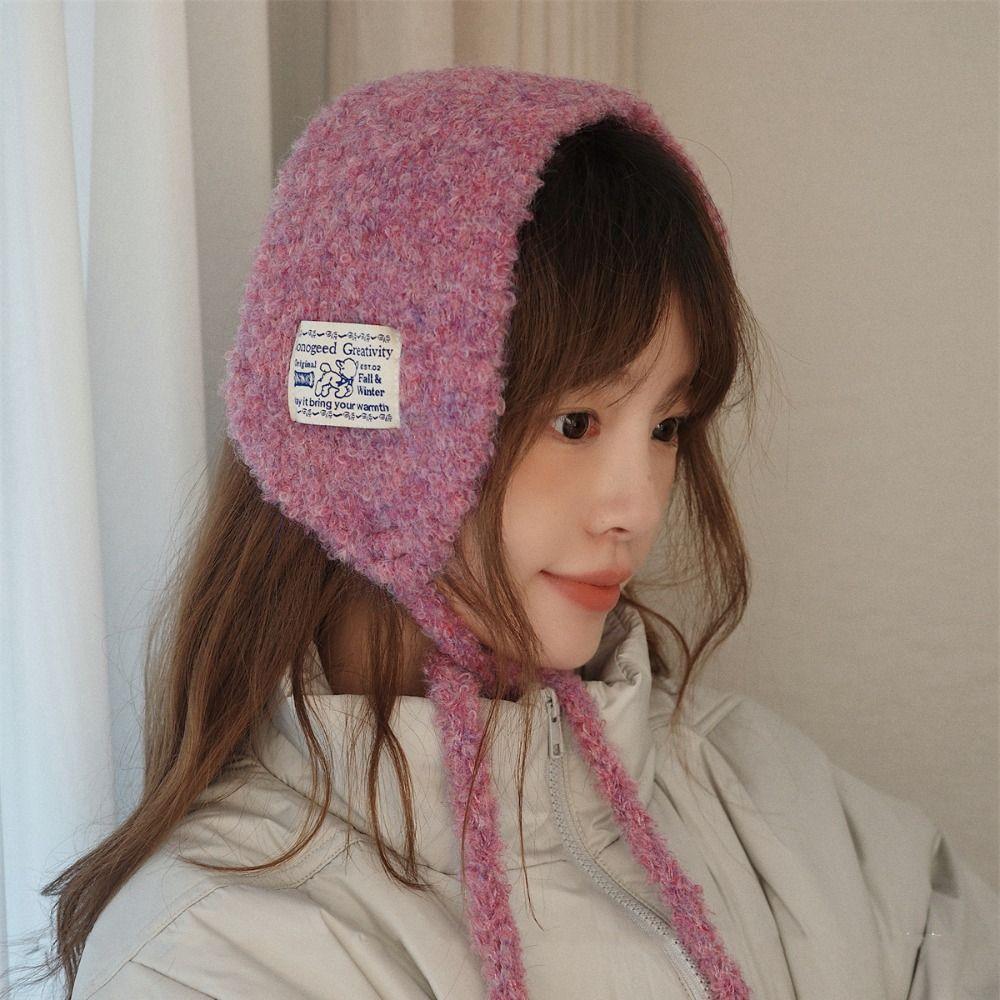 Solid Color Wool Strappy Earmuffs Thicken Warm Earlaps Fashion Knitted Ear Covers  Daily