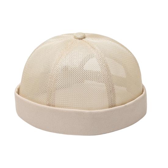 Brimless Melon Skin Hat, Elastic Edges 360 Degree Ventilation Summer Hat, Lightweight Breathable Mesh Cap for Men Women