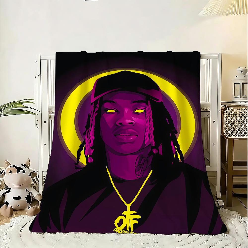 King Rapper Von Throw 240g Flannel Blanket Lightweight Soft Skin-friendly Summer Thin Throw Blanket 75x90cm