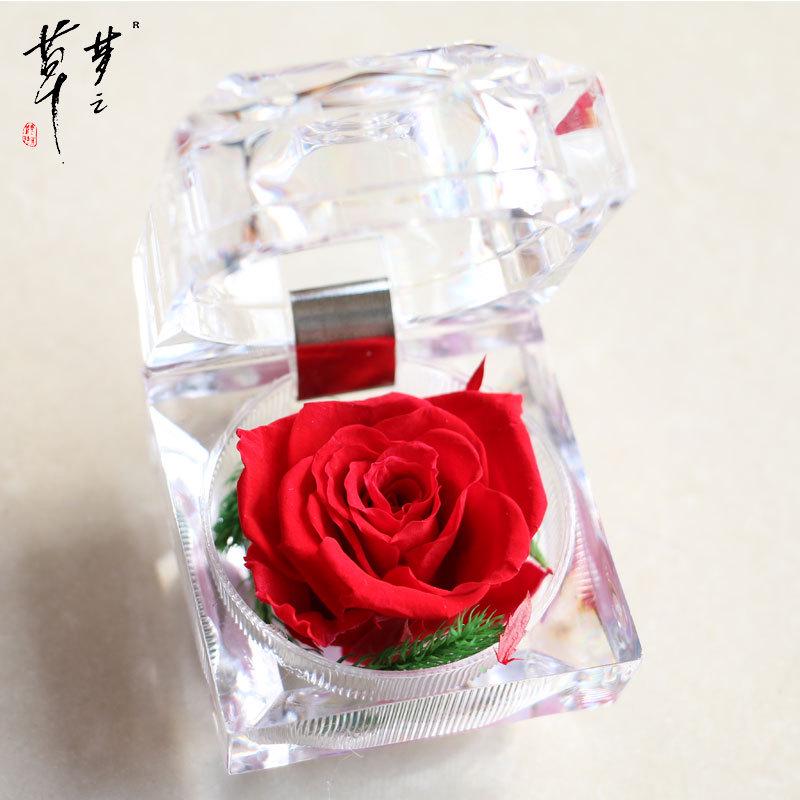 Preserved Crystal Rose Acrylic Flower Gift Box for Valentine's Day Confession