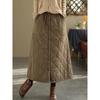 Vintage Diamond-Quilted Padded Winter Skirt with Pockets - Slimming, Warm, and Versatile Cotton Half Skirt for Women