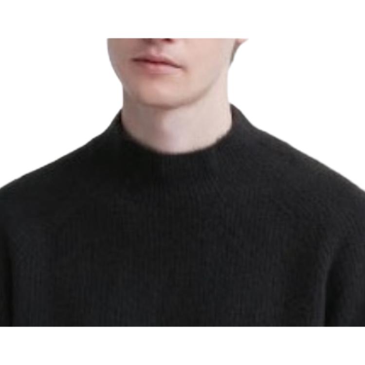 UNIQLO Solid Color High Neck Loose Fit Long Sleeve Knit Sweater Men sweater Black 460946-09