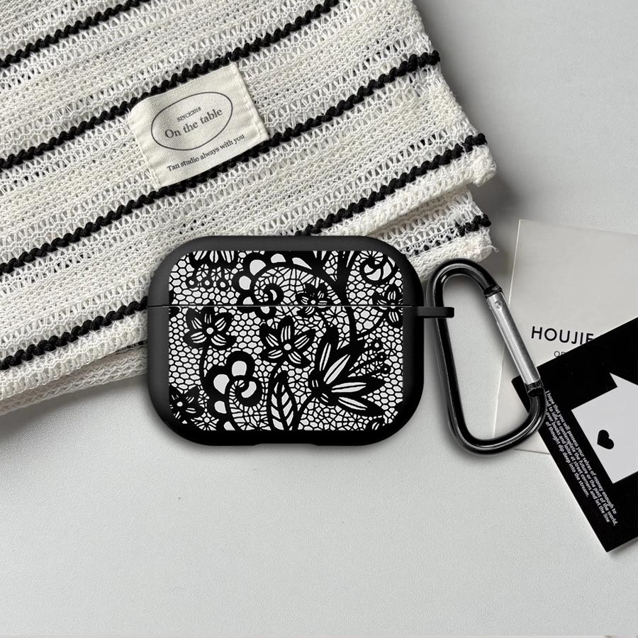 Earphone Cases Cover Case For Airpods 2 4 3 1 Pro2 Pro3 Pro Black Fashion Cool Lace