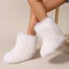 Women Faux Fur Boots Winter Fluffy Plush Warm Mid Calf Snow Boots Luxury Fashion Furry Boots Comfortable Outdoor Flat Shoes