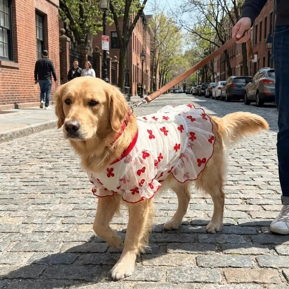 Bow Pattern Mesh Dog Skirt Breathable Pet Sun Protection Vest For Small Medium Dogs