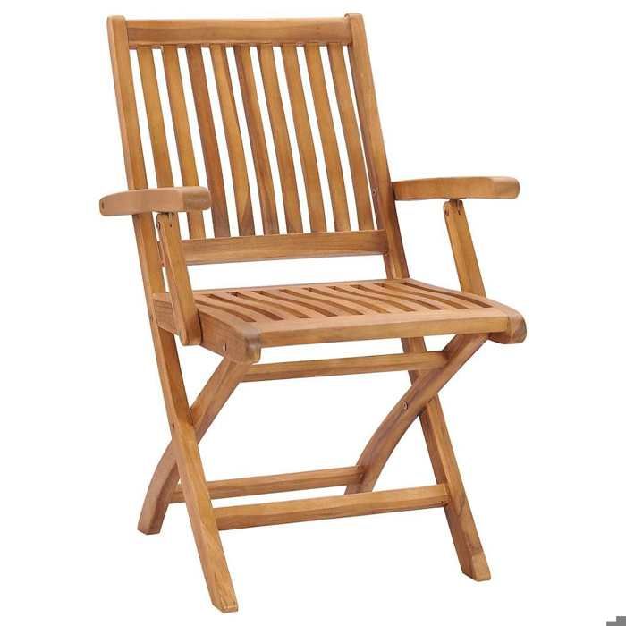 Chaise de jardin - MAISON EXCLUSIVE - Lot de 6 - Teck massif - Pliantes - Coussins inclus