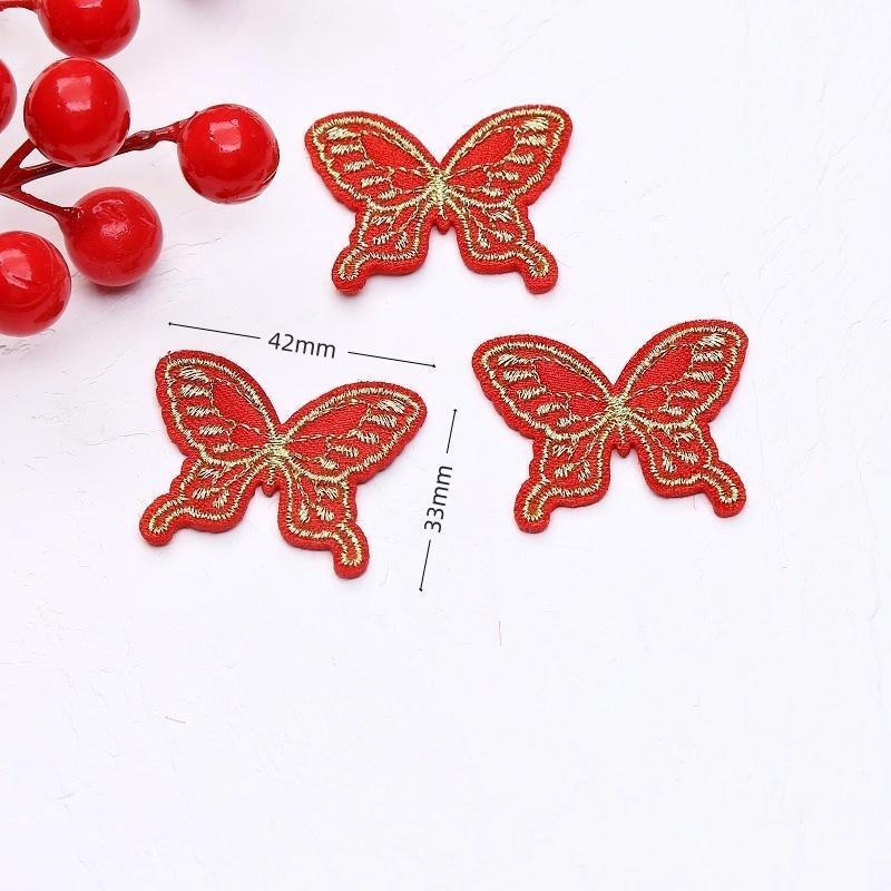 Chinese New Year Lion Baby Cloth Sticker with Gold Embroidery & Butterfly Bow Hair Clip Material
