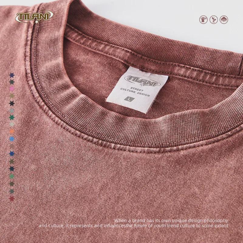 TILANI Men's Retro Washed Cotton Short-Sleeve T-Shirt