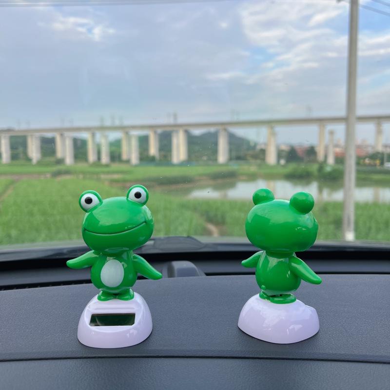 Solarbetriebene winkende Frosch-Dekoration für Armaturenbrett oder Dach