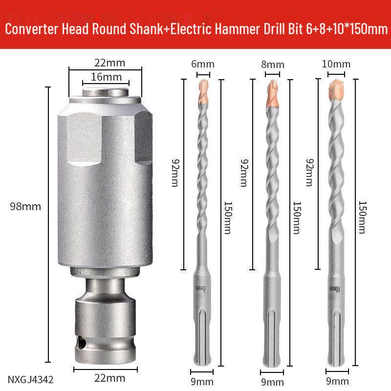 Industrial Grade Multifunctional Impact Wrench & Hammer with 1/2 Conversion Adapter for Square Shank Drill Bits