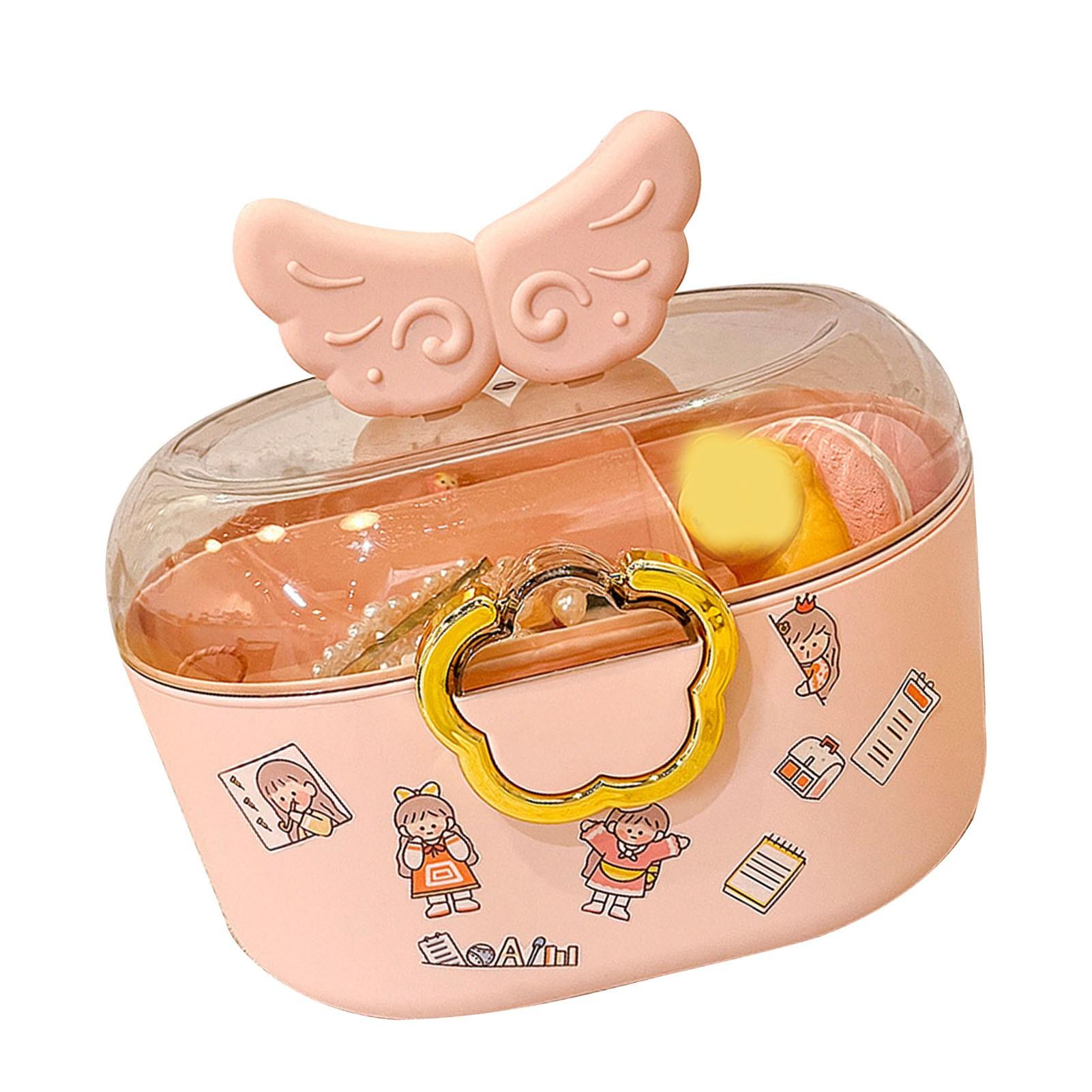 Children Cartoon Hair Accessories Box Dustproof Divided Large Capacity Hairpin   with Lid for Kids