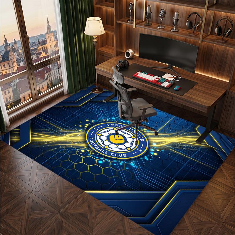 Tappeto in Velluto di Cristallo con Stampa del Leeds United Football, Comodo Assorbente d'Acqua Antiscivolo Tappeto per Pavimenti Interni