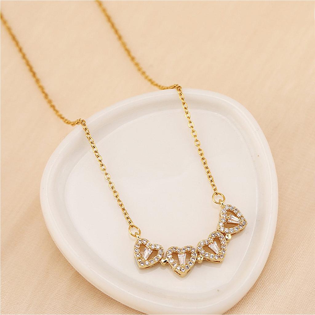 Two-wearing Heart-to-heart Four-leaf Clover Pendant Necklace Female Opening and Closing Folding Creative Clavicle Chain