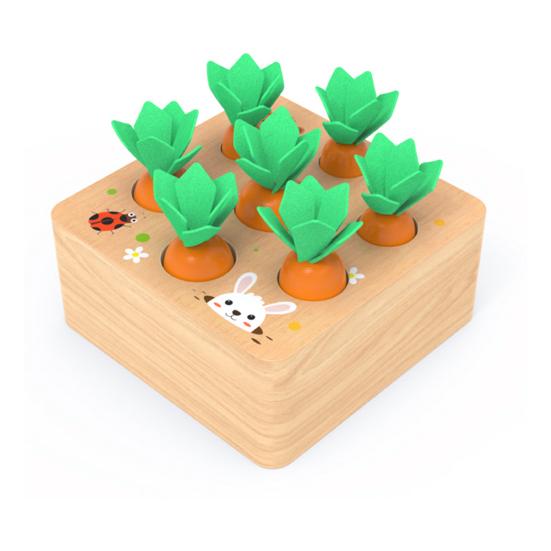 Early Education Wooden Block Pulling Carrot Game Kids Children Interactive Toy