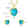 Songhua stone jewelry set female retro love shape round stud earrings necklace stainless steel jewelry set