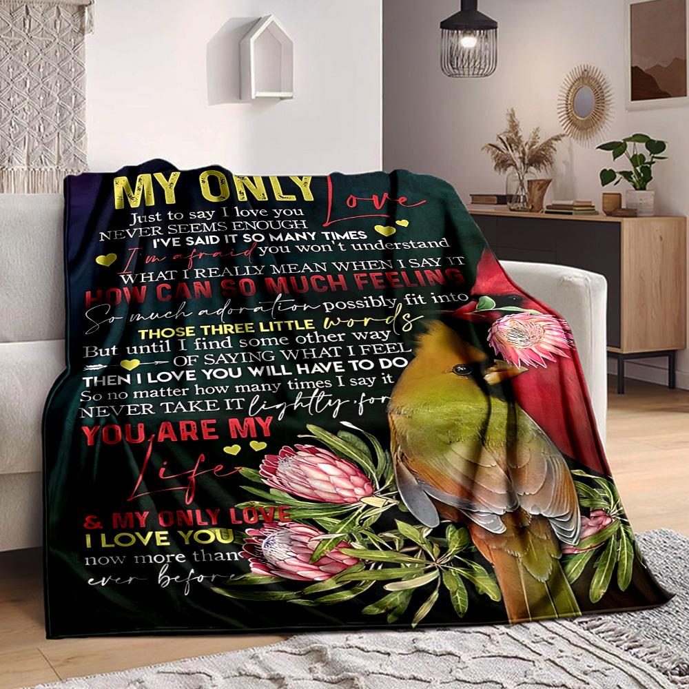 

1pc Romantic Quote Art Blanket - Perfect Gift for Birthdays, Christmas & Halloween- Soft, Warm & Versatile yy250909121 75x90cm