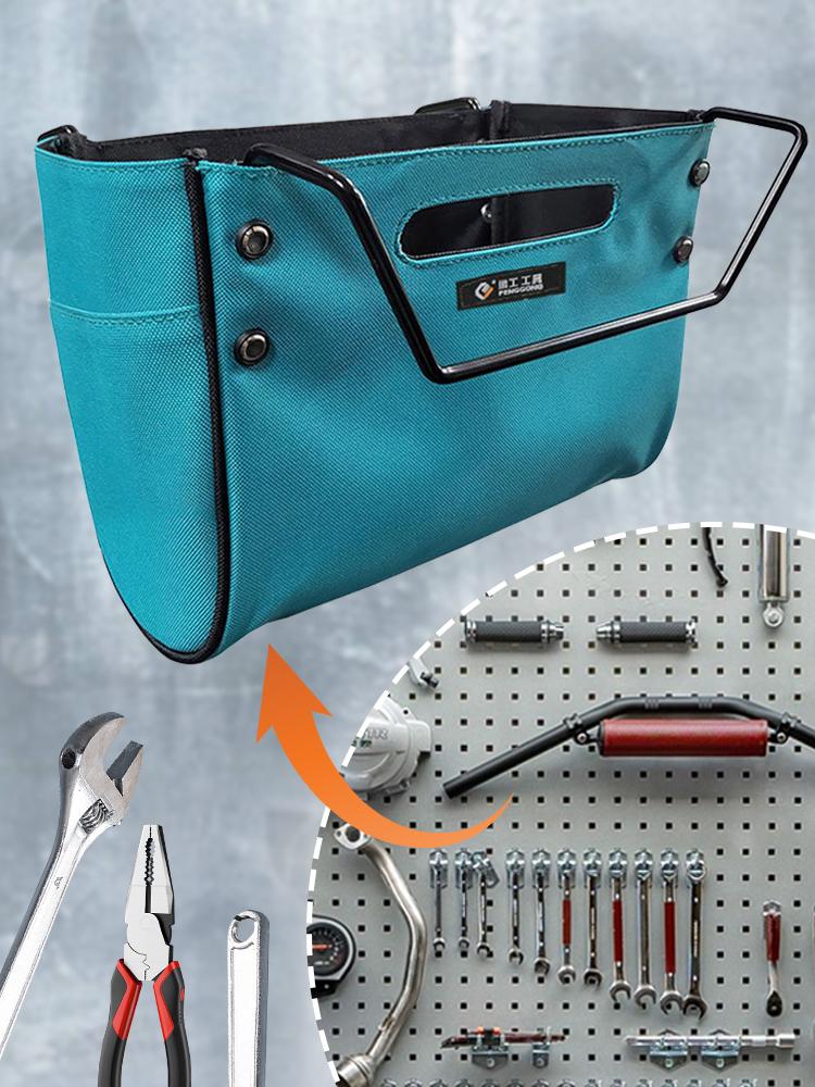 Telescoping Ladder Tool Bag Herringbone Ladder Tool Storage Bag with Side Pockets Oxford Cloth for Carpenter Plumber Electrician