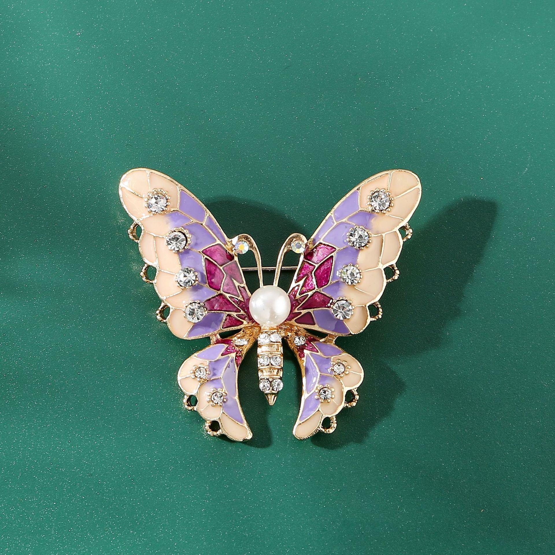 Национальный стиль Мода Ретро Бабочка Цветок Брошь Женственный Жемчуг Бахрома Брошь Пиджак Булавка