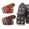 Pentagram Star Waist Belt Belt Double Row Hole Rivet Waist Belt PU Leather Waistbands  Daily