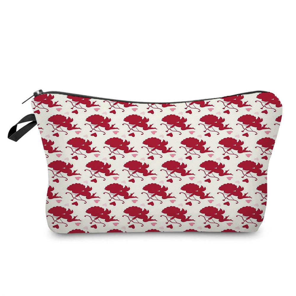 Women Hearts Print Cosmetic Bag Toiletries Organize Travel Storage Case KTB