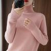 Rollkragenpullover Herbst/Winter Kaschmirpullover Damen Reine Farbe Lässig mit langen Ärmeln Lose Pullover Bodenbildung Damen