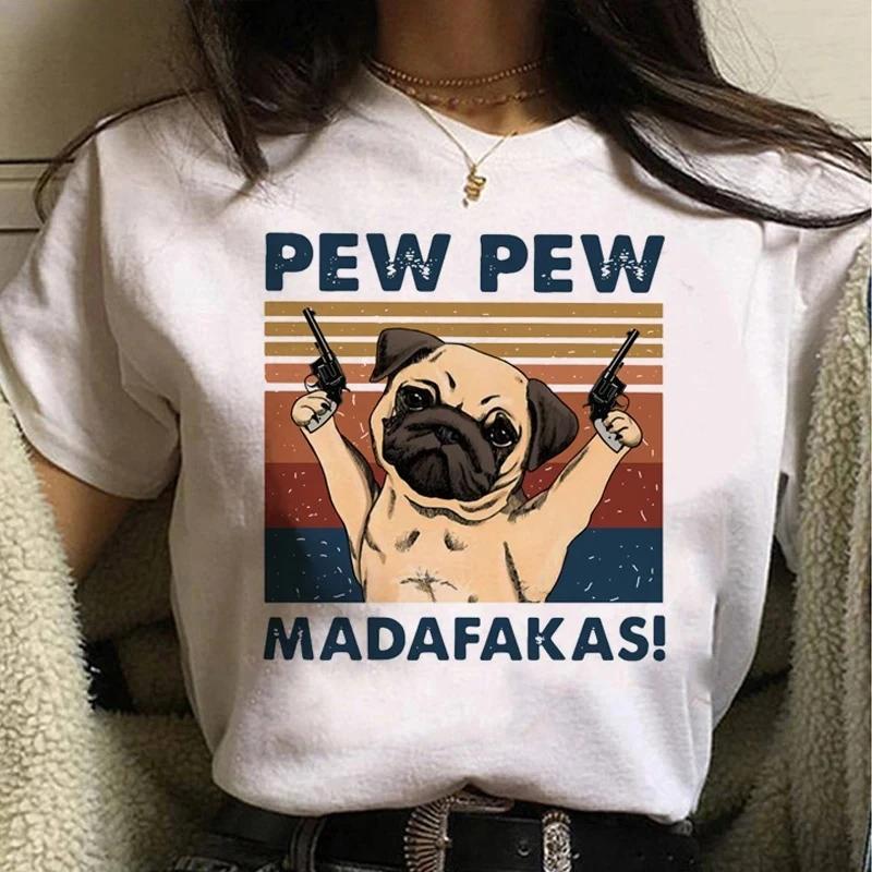 Pew Pew Madafakas T Shirt Women Kawaii Summer Tops Cartoon Tshirt Funny Black Cat Graphic Tees Unisex Harajuku Streetwear FeUnisex
