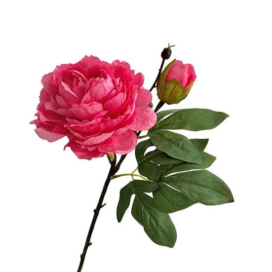 Artificial Peony Flower Faux Silk Peony Bouquet with 1 Bud Fake Floral Arrangement for Farmhouse Home Wedding Table Centerpiece