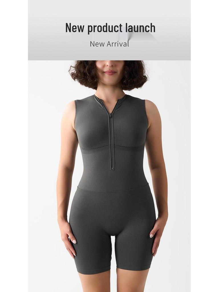 Nahtloser europäisch-amerikanischer Yoga-Jumpsuit: Bauchkontrolle, Hüftlift, Kurzärmlige Fitnessbekleidung