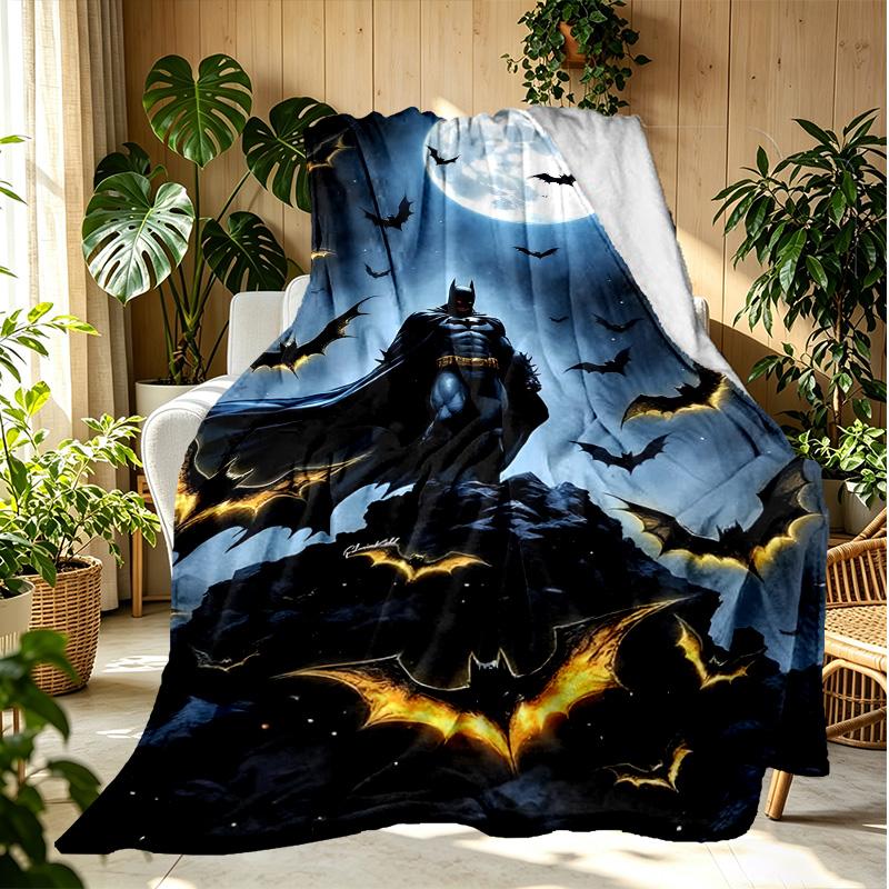 Batman Pattern Blanket for Home Decoration, Bed, Sofa, Car Travel, Camping, Suitable for All Seasons, Birthday Christmas Gift