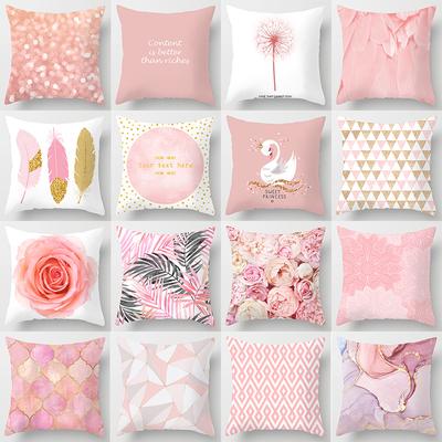 Home Decor Pink Print Pillowcase Decorative Sofa Covers Bed Cushion Covers Car Cushion Covers Cute Pillowcases Funda De Almohada