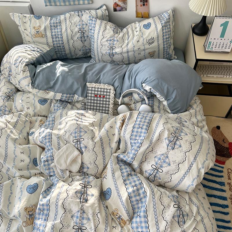 New Soft Skin-friendly Bedding Set Comfortable Breathable Duvet Cover Set with Sheet Single Double Quilt Cover and Pillowcases