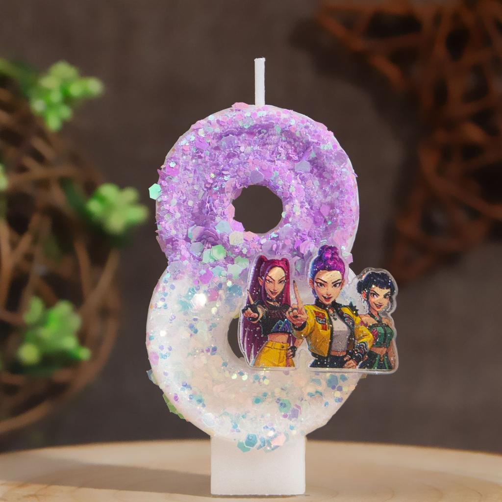 NEW Demon Hunters Digital Candle Cake Decoration KPop Numi Mira Zoe Digital Candle Cake Top Birthday party cake decoration