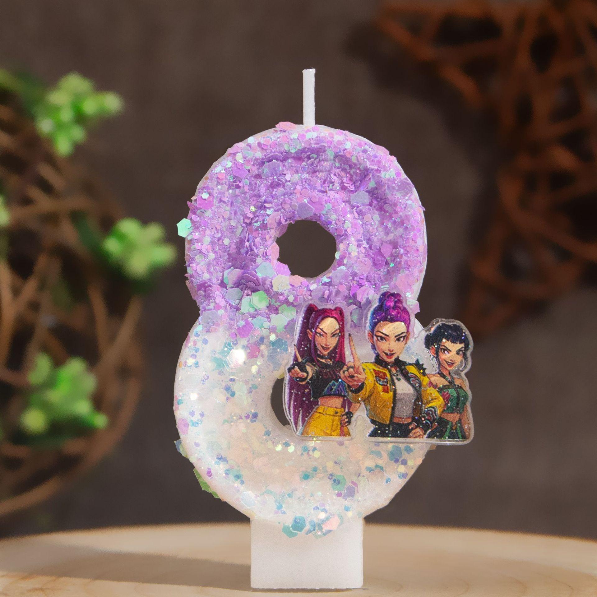 

Kpop Demon Hunters Candle Number 0-9 Candle Cake Decoration Rumi Birthday Party for Kids Baby Shower Decoration Present
