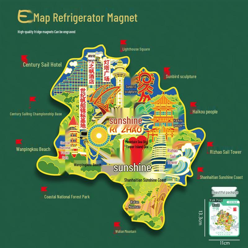 Binzhou Gelber Fluss Turm Magnet, Haifeng Pagode & Zhonghai Park. Kulturtourismus-Geschenk.