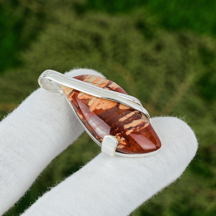 Sisters Day Sale Natural Red Snakeskin Jasper Pendant Jewelry Sterling Silver