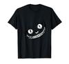 A Black and White Cheshire Cat T-shirt with a Mischievous Grin.