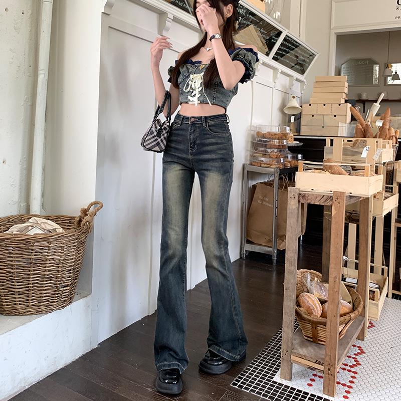 

Весна 2025 г. Узкие расклешенные джинсы с высокой талией для женщин S