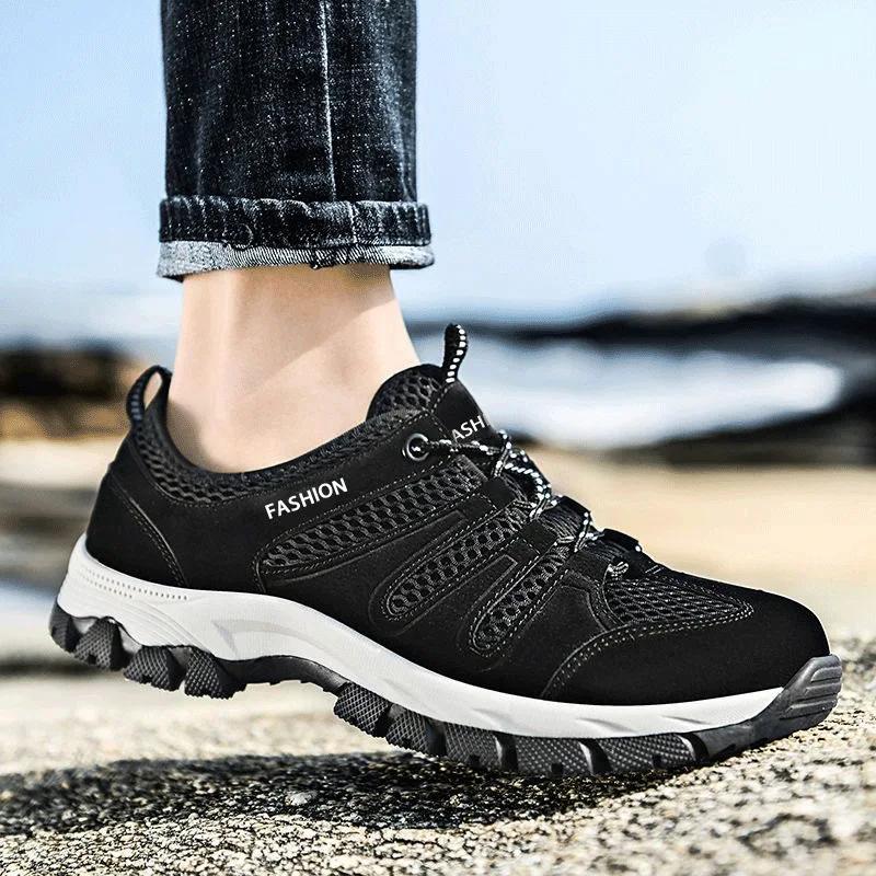 Mode Herren Freizeitsportschuhe Mesh Atmungsaktiv Kletterschuhe Herren Outdoor Casual Schnürschuhe Wasserdicht Rutschfest Wanderschuhe Herren Sneaker